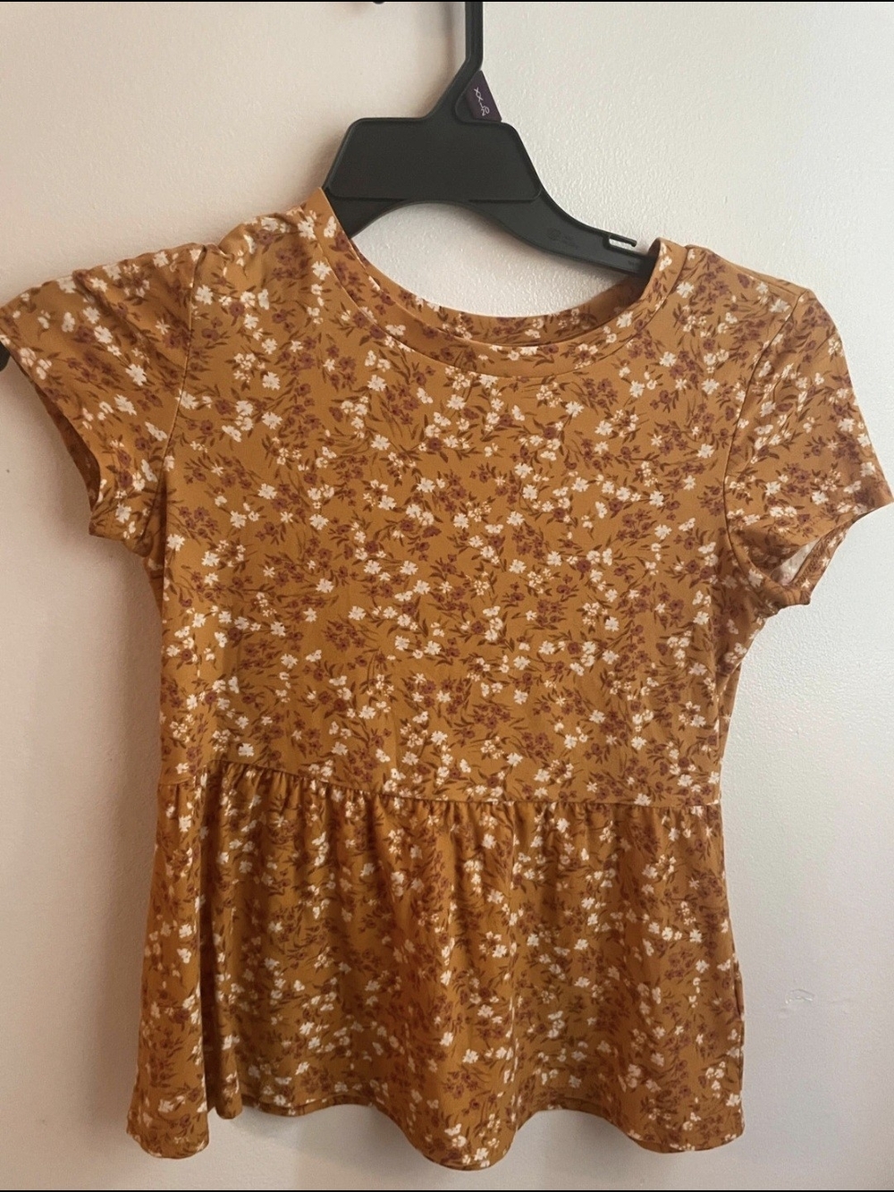 Mustard Floral Peplum Tee